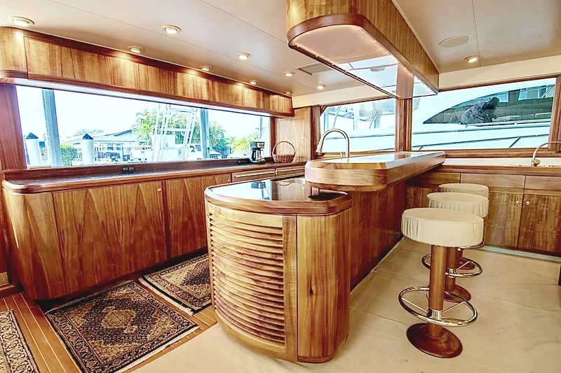 Aft galley with bar seating